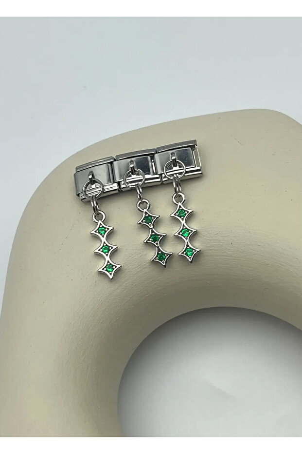 Steel Silver Green Dangle Nomi Charm - 25Crm112