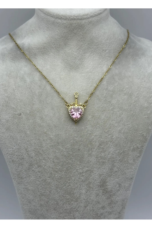 Steel Gold Stone Crispy Necklace - 25-Ctr396