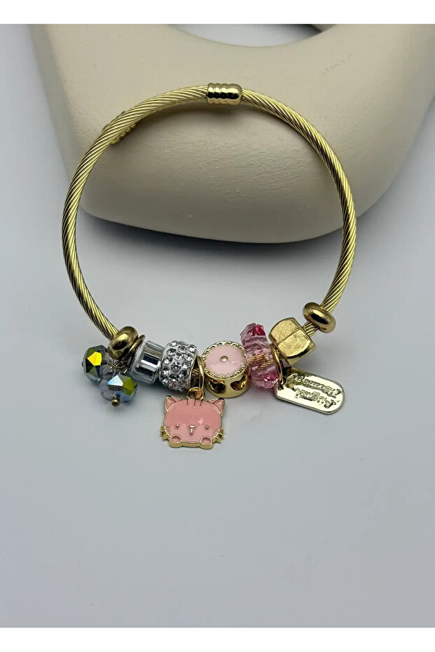 Steel Gold Pndr Bracelet - 25-Blk278