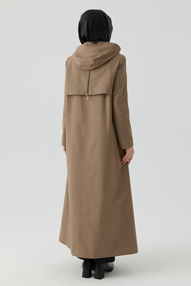 Fermuarlı Pardesü - Vizon - 6