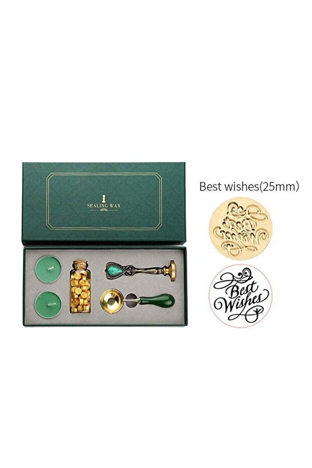 Sealing Wax Stamp Kit with Handle, Scrapbook Gift Box for Invitations & Letters
