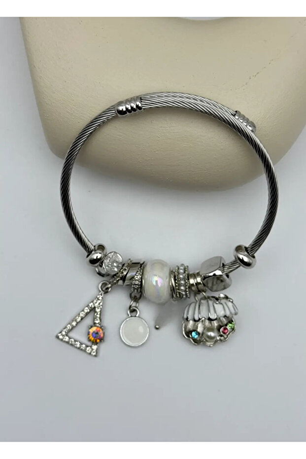 Steel Silver Pndr Bracelet - 25-Blk293