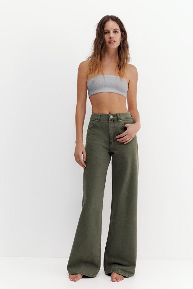 Wide leg yüksek bel jean - 1
