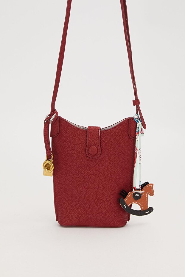 Dark Brown Horse Charm Detailed Shoulder Bag