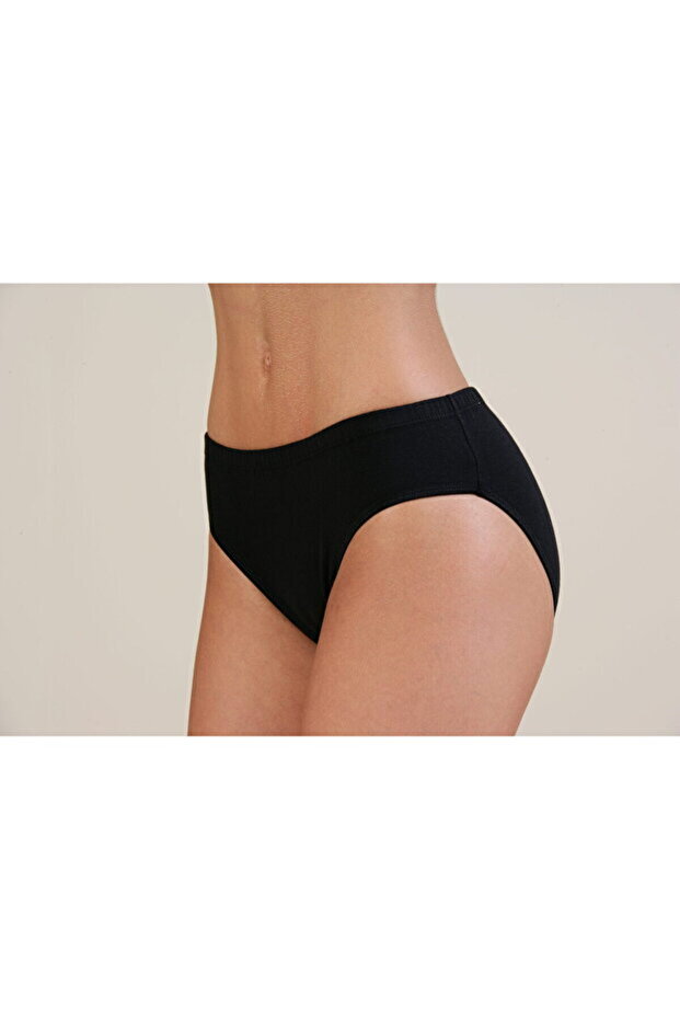 Women's Black Basic Panties Mid Waist Comfortable Fit Daily Underwear 3-Pack