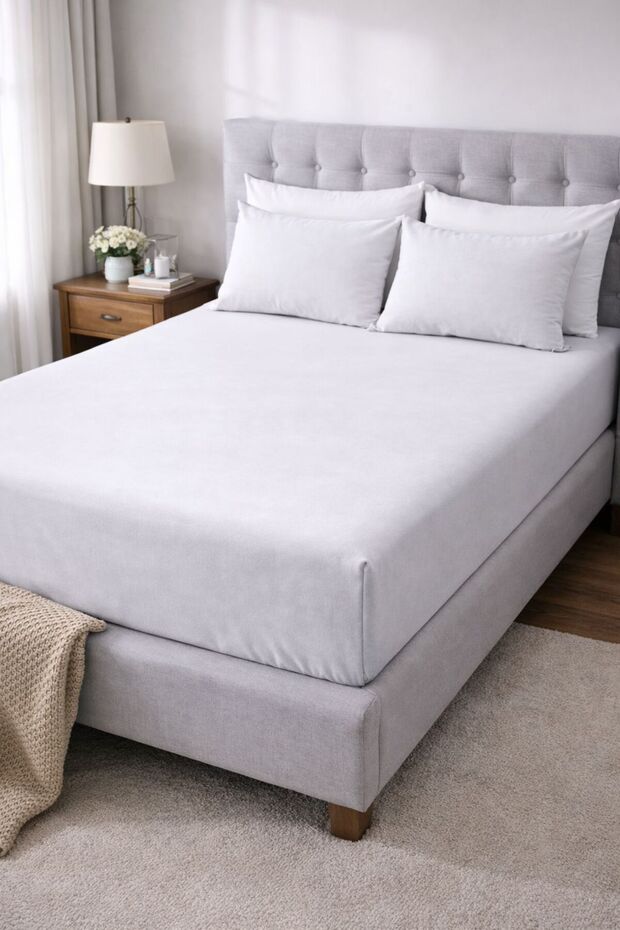 Double Size Rubberized Combed Cotton Bed Sheet