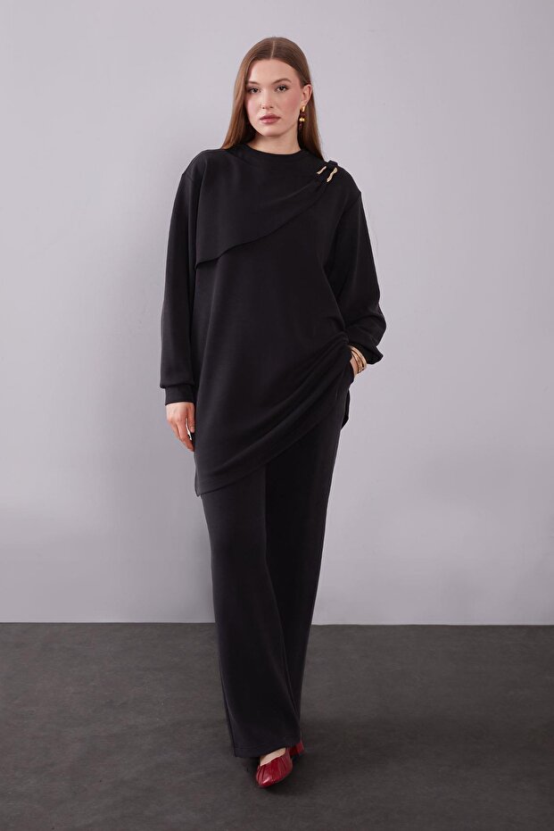 Black Shoulder Accessory Detailed Double Set