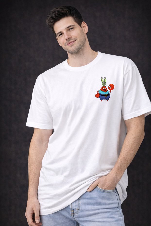 Unisex Oversize Printed T-Shirt 100% Cotton Premium Daily Comfortable Fit Spongebob Characters T-Shirt