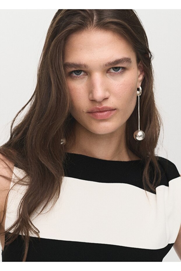 Asimetrik askılı triko elbise - 6