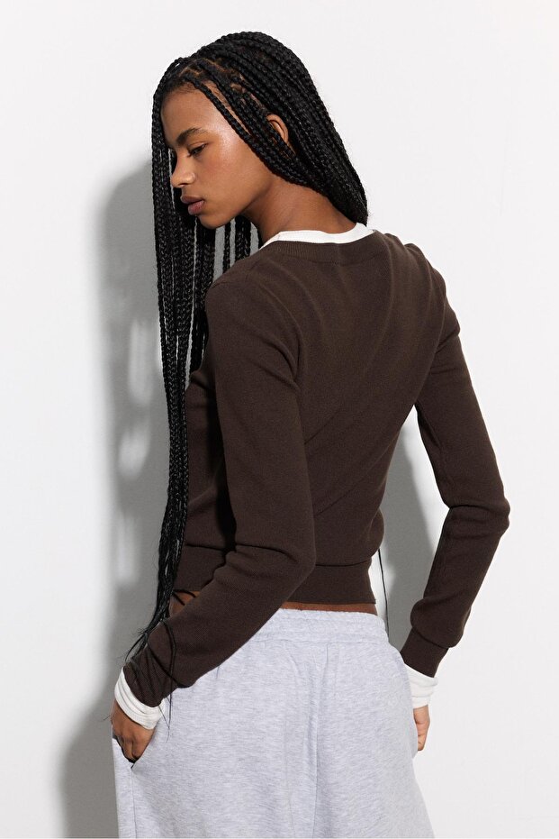 Düğmeli triko hırka - 5