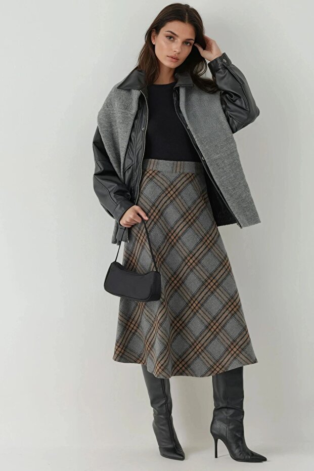 A-Form Kalın Midi Etek - 6