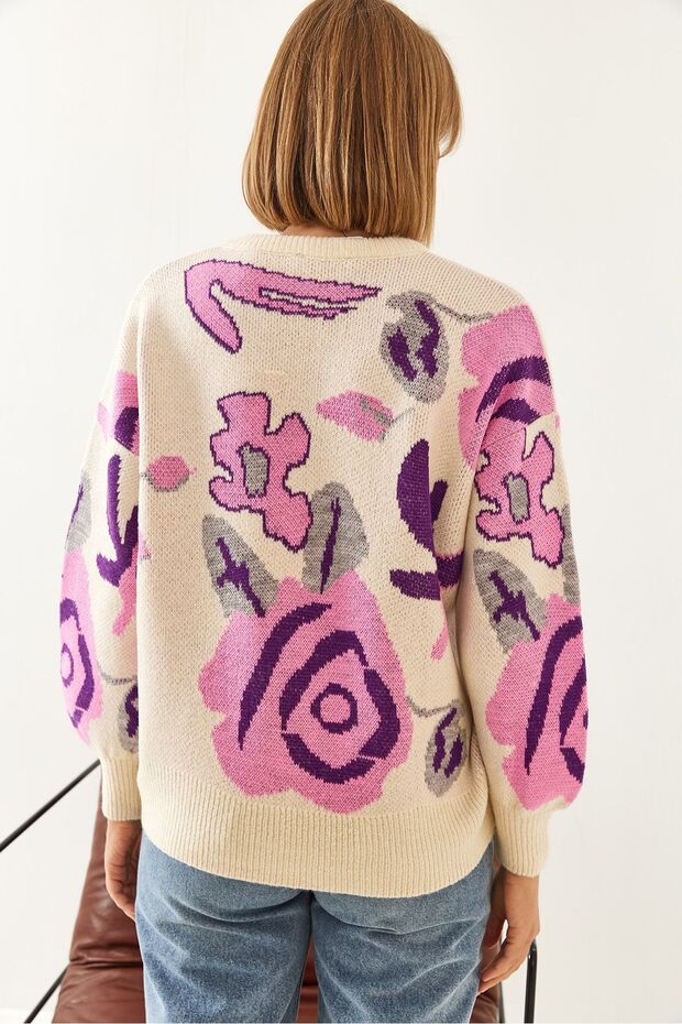 Bianco Lucci multi-pattern knitted sweater - 4