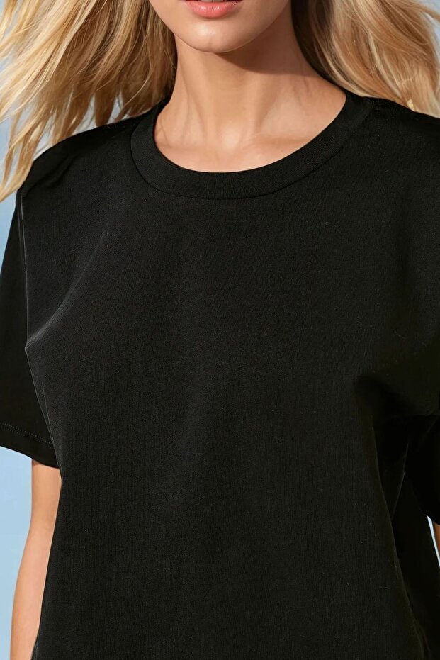 Pamuklu Basic Bisiklet Yaka T-Shirt - 6