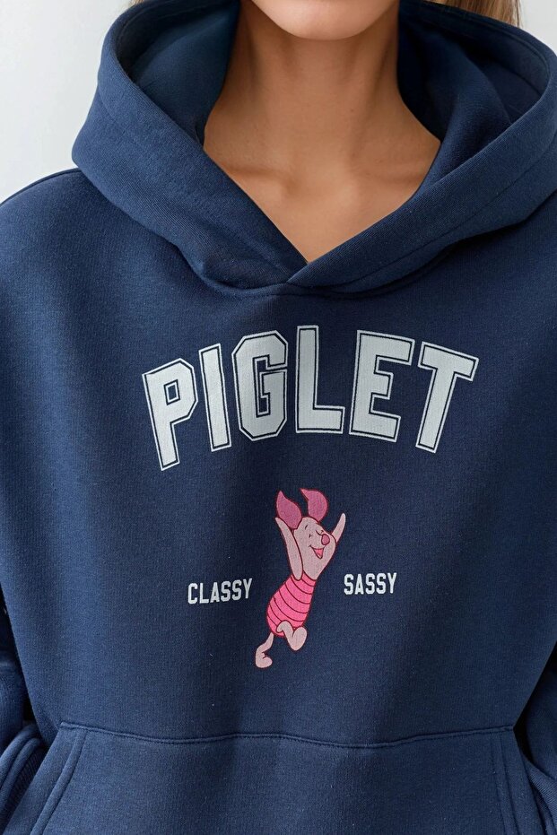 Oversize Baskılı Kapüşonlu Sweatshirt - 5