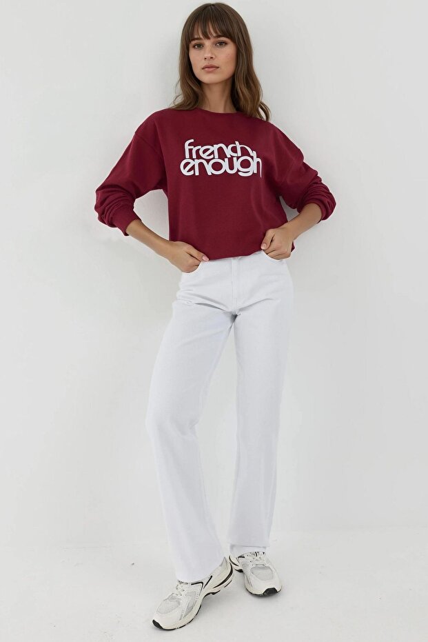 Baskılı Yuvarlak Yaka Şardonlu Sweatshirt - 5