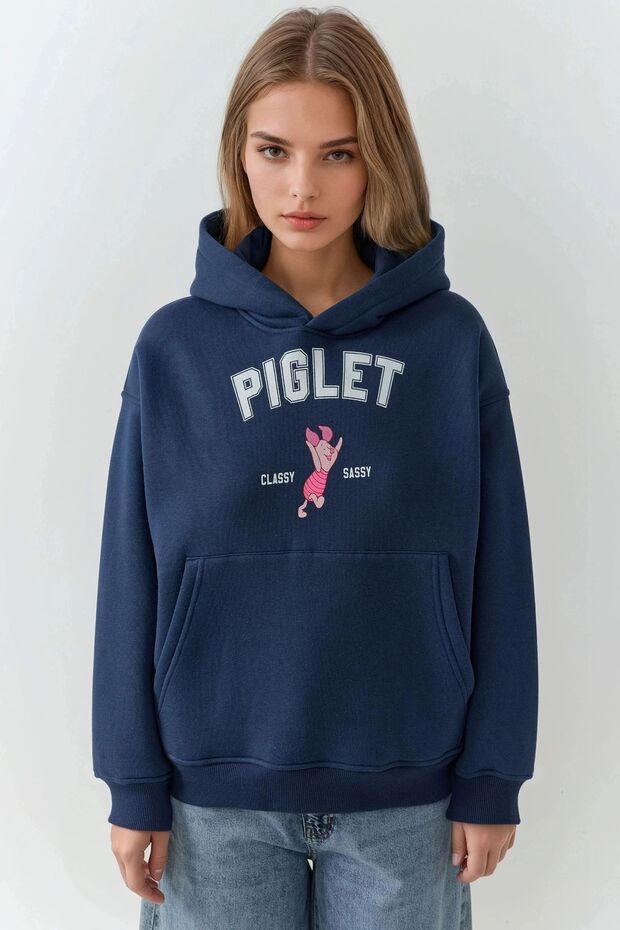 Oversize Baskılı Kapüşonlu Sweatshirt - 6