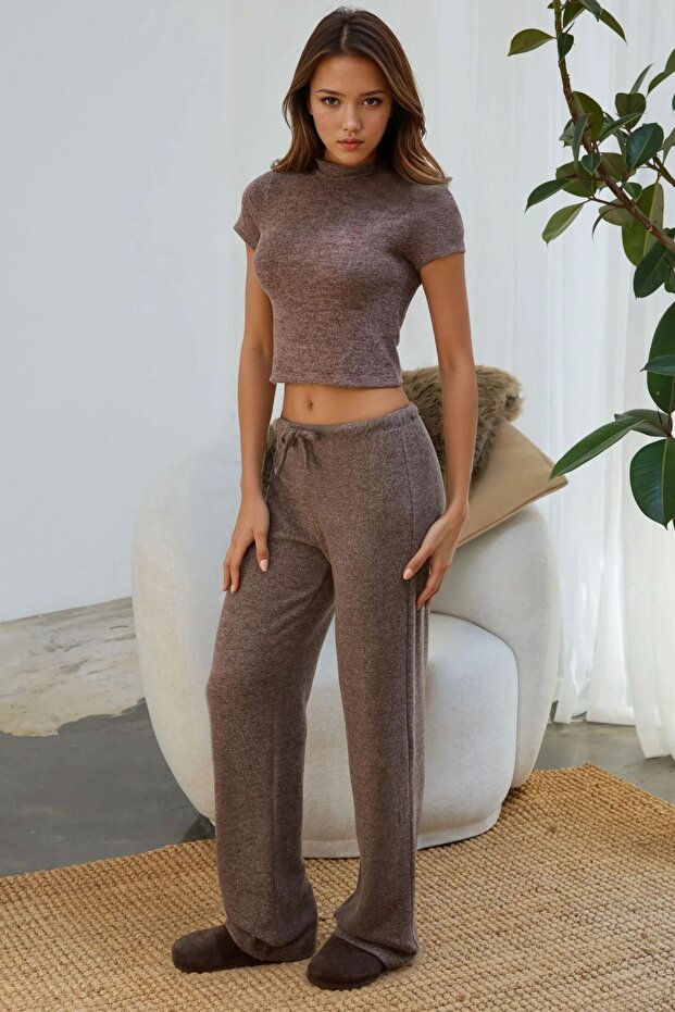 Slim Fit Triko Crop Bluz - 6