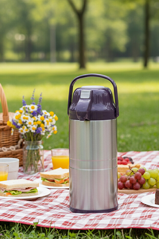 2009-2 Double Layer Stainless Steel Thermos Tea Thermos Water Thermos Purple 4.5Lt