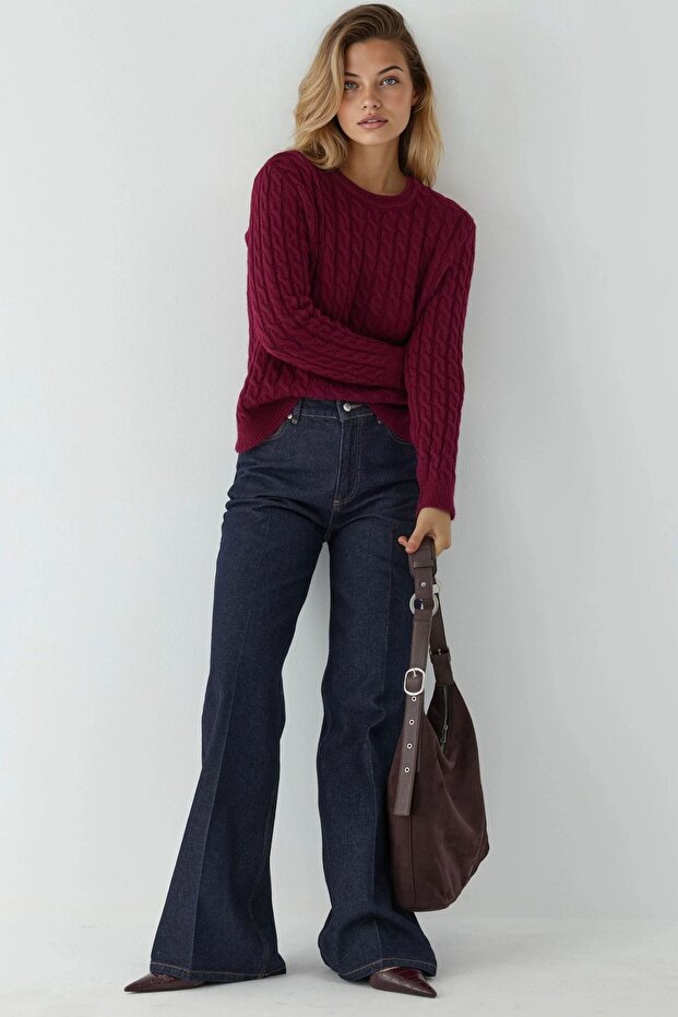 Pullover mit Rundhalsausschnitt und dicker Haarstruktur - 4
