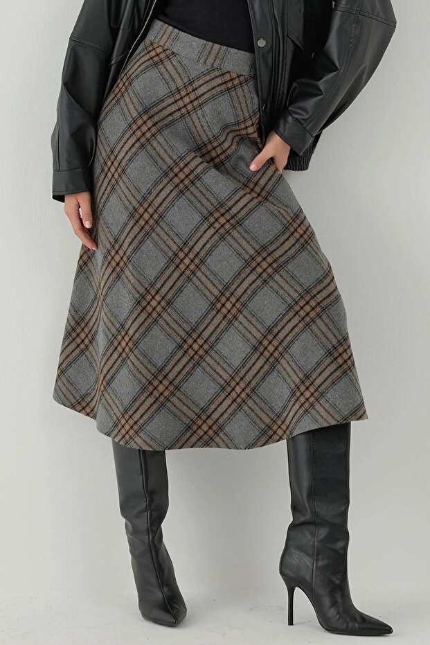 A-Form Kalın Midi Etek - 1