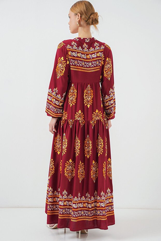 فستان ماكسي من BDART بتصميم V-Neck مع أزرار - 6