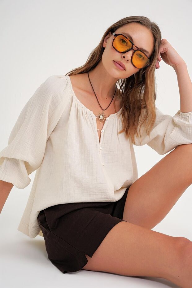 Mixray button muslin blouse - 4