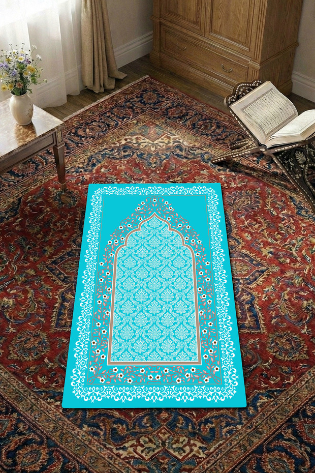 Non-Slip Sole Faux Fur Soft Prayer Rug 75x120 cm Stain Resistant Cushioned Prayer Mat