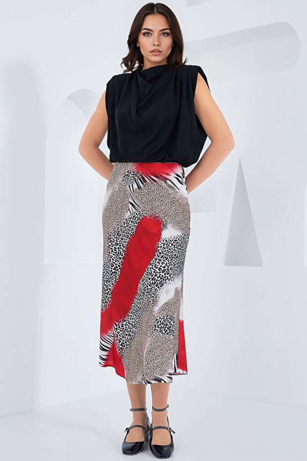 BDART Elastik A-Form Kesim Midi Etek - 2