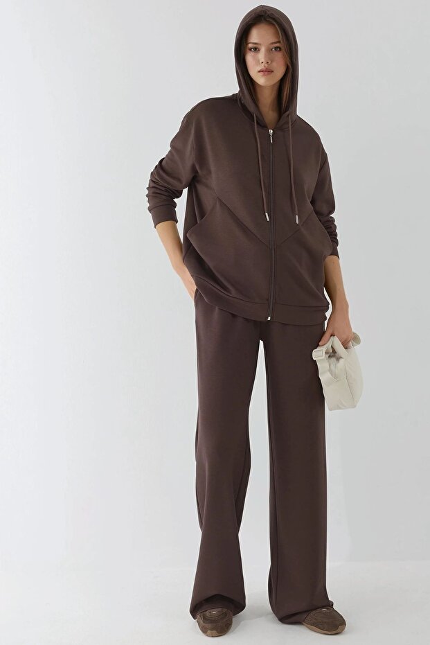 Modal Touch Fermuarlı Kapşonlu Sweatshirt - 5