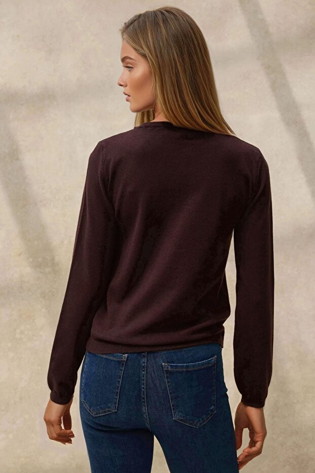 Viskon Karışımlı Bisiklet Yaka Basic Triko Kazak - 5