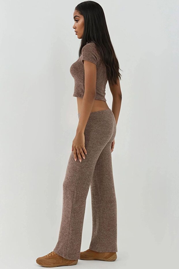 Elastik Bel Yumuşak Dokulu Örme Pantolon - 4