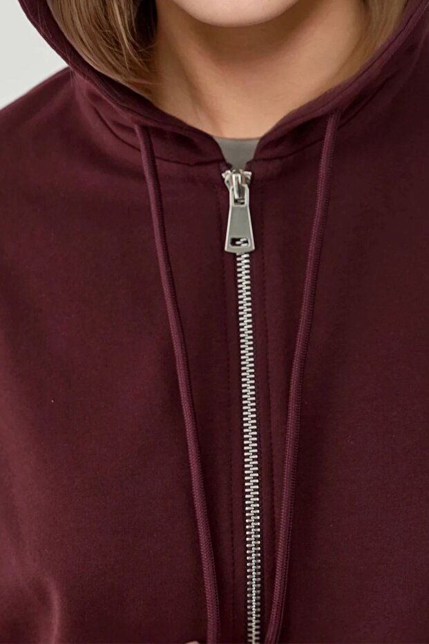 Fermuarlı Kapüşonlu Sweatshirt - 7