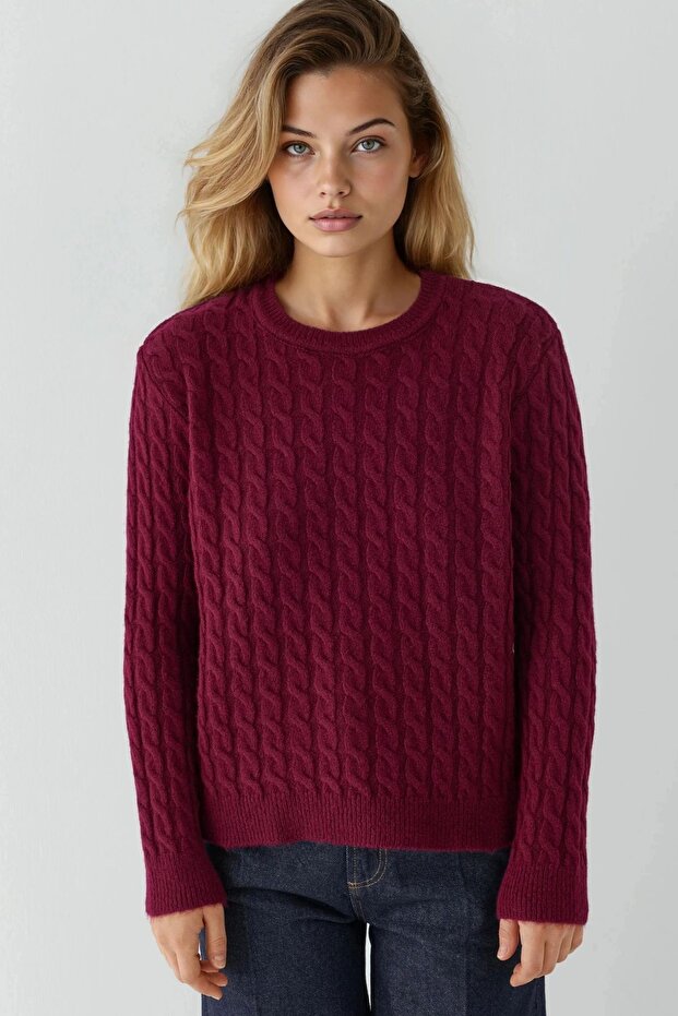 Pullover mit Rundhalsausschnitt und dicker Haarstruktur - 6