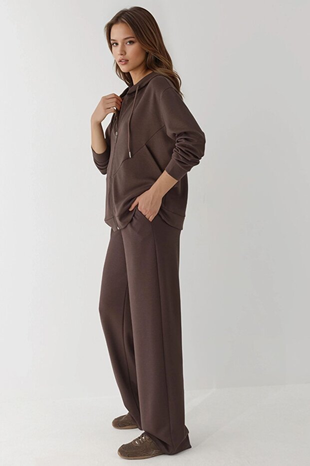 Modal Touch Fermuarlı Kapşonlu Sweatshirt - 3