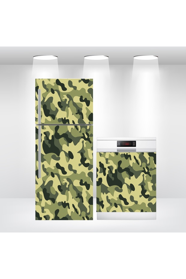 Refrigerator and Dishwasher Door Self-Adhesive Foil Covering Camouflage Military Pattern İbmb07