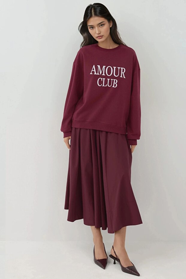 Baskılı Rahat Kesim Şardonlu Sweatshirt - 4