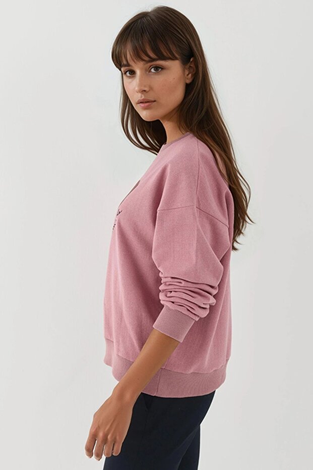 Baskılı Yuvarlak Yaka Sweatshirt - 5
