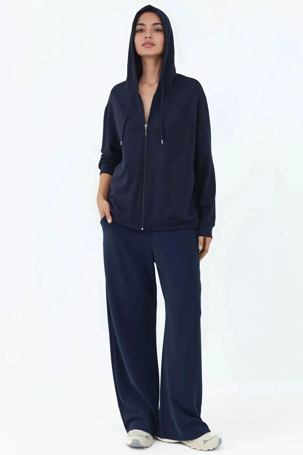 Modal Touch Fermuarlı Kapşonlu Sweatshirt - 6