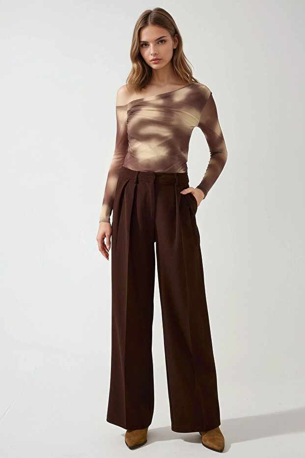 Asymmetrical Neckline Lined Tulle Blouse - 4