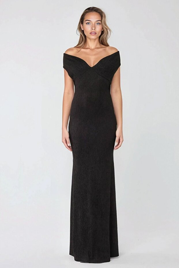 Kalp Yaka Maxi Elbise - 5