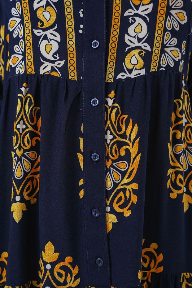 فستان ماكسي من BDART بتصميم V-Neck مع أزرار - 5