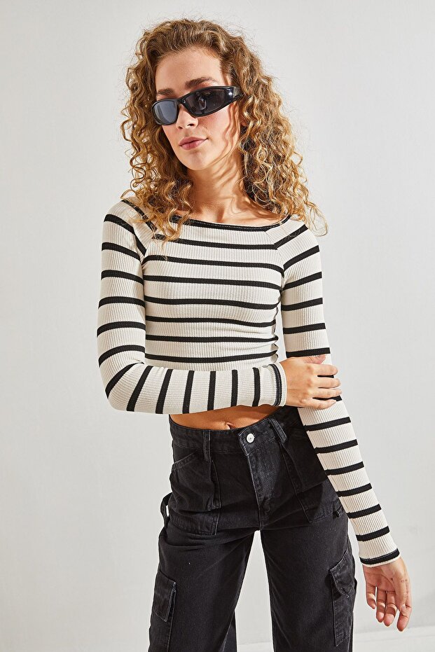 LUCCI Striped Basic Crop Top - 2