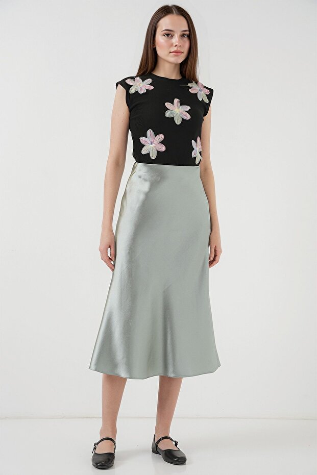 BDART Elastik A-Form Kesim Midi Etek - 1