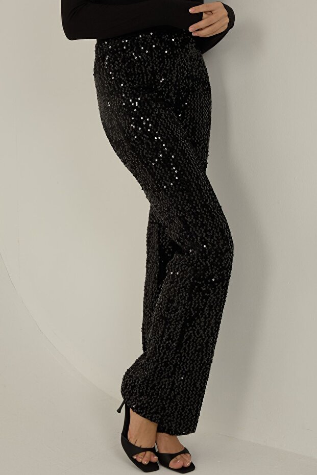 Flared trousers with sequins - 2