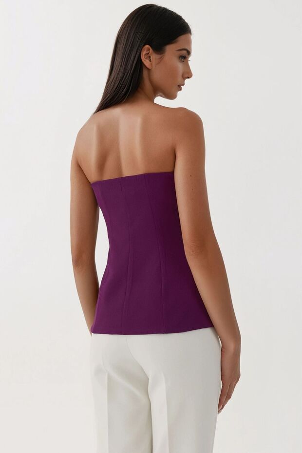 Straplez Düğmeli Fitted Üst - 3