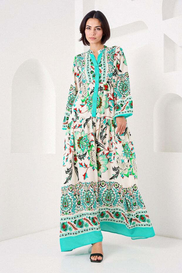 BDART Astarlı V Yaka Maxi Elbise - 2