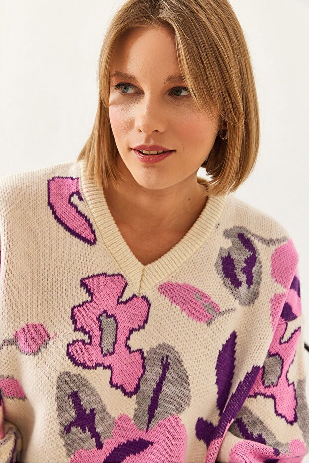 Bianco Lucci multi-pattern knitted sweater - 3