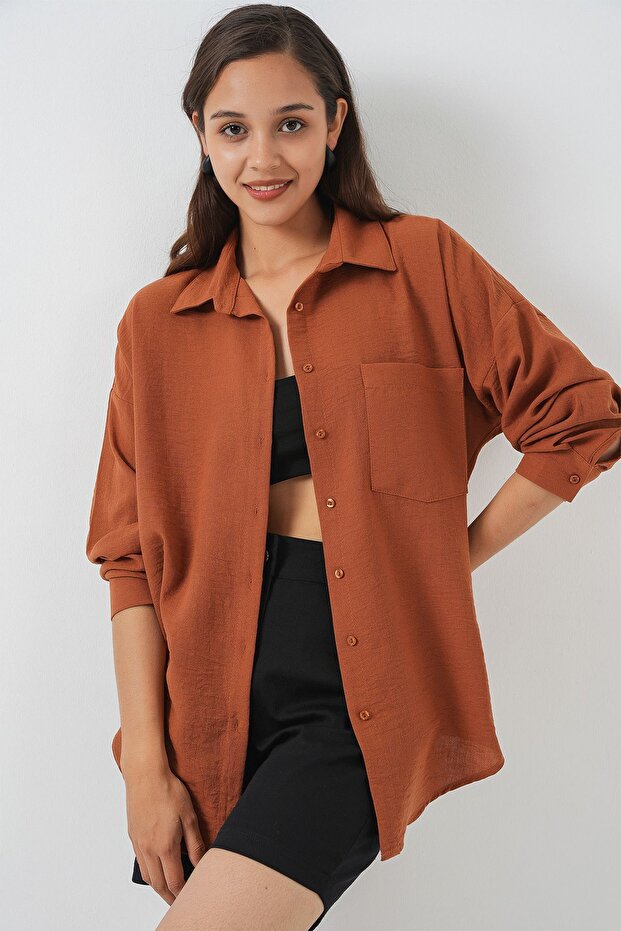 BDART Cep Detaylı Keten Karışımlı Basic Gömlek - 5