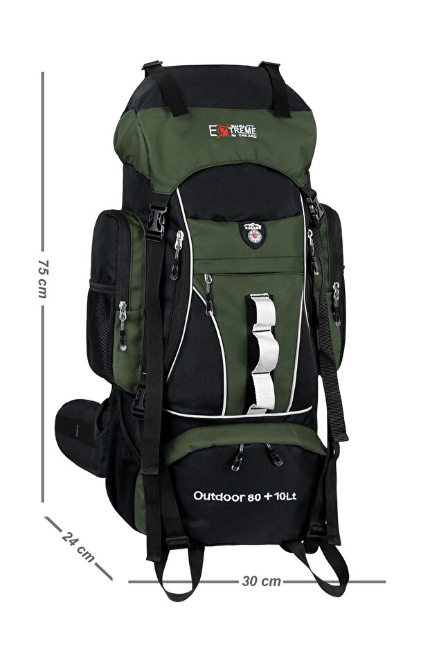 Extreme 80+10 Liter Mountaineering Backpack – Professional Backpack for Camping, Trekking, and Hiking Khaki