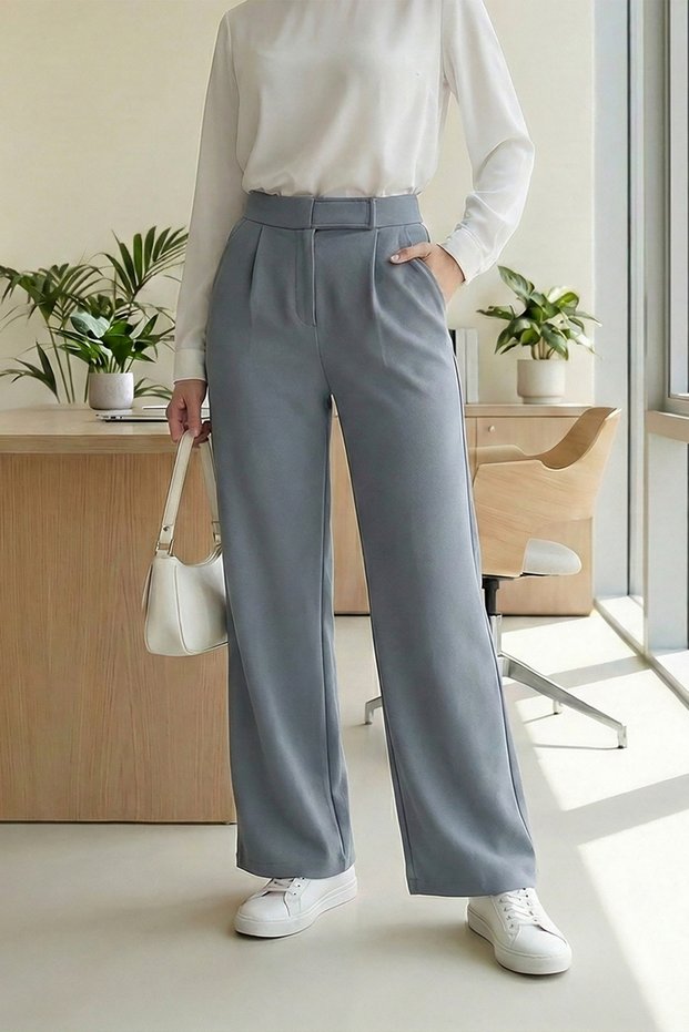 Velcro Trousers with Pockets - Gray